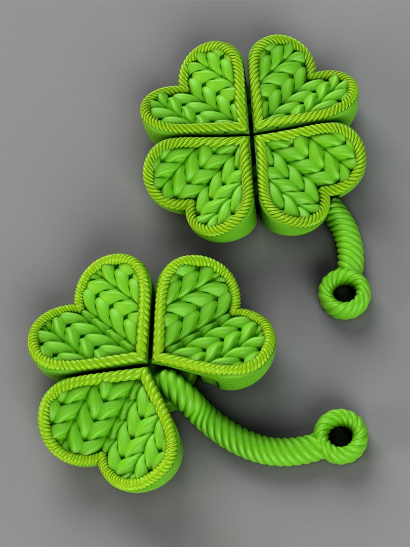 Flexible Knitted Shamrock Keychain 3d model