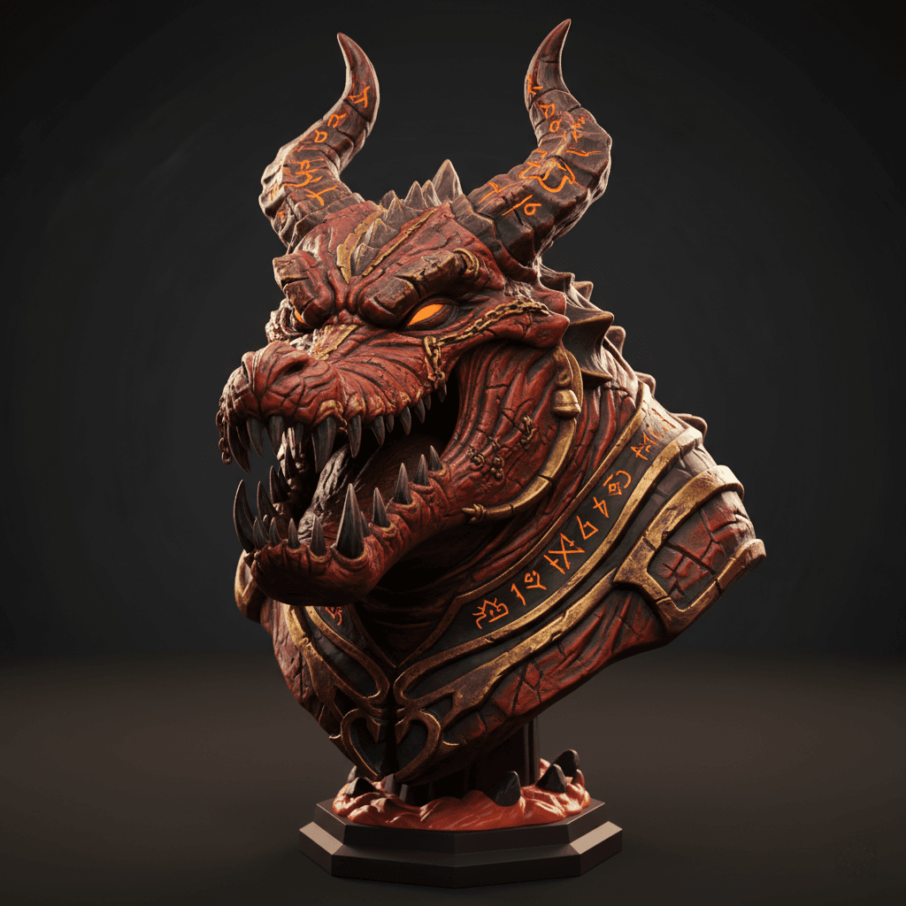 Demon Crocodile Bust Titan Sculpture High Detail STL 3d model