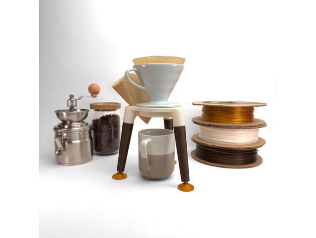 Protopasta 3D Printable Coffee Pour Over Stand Assembly 3d model