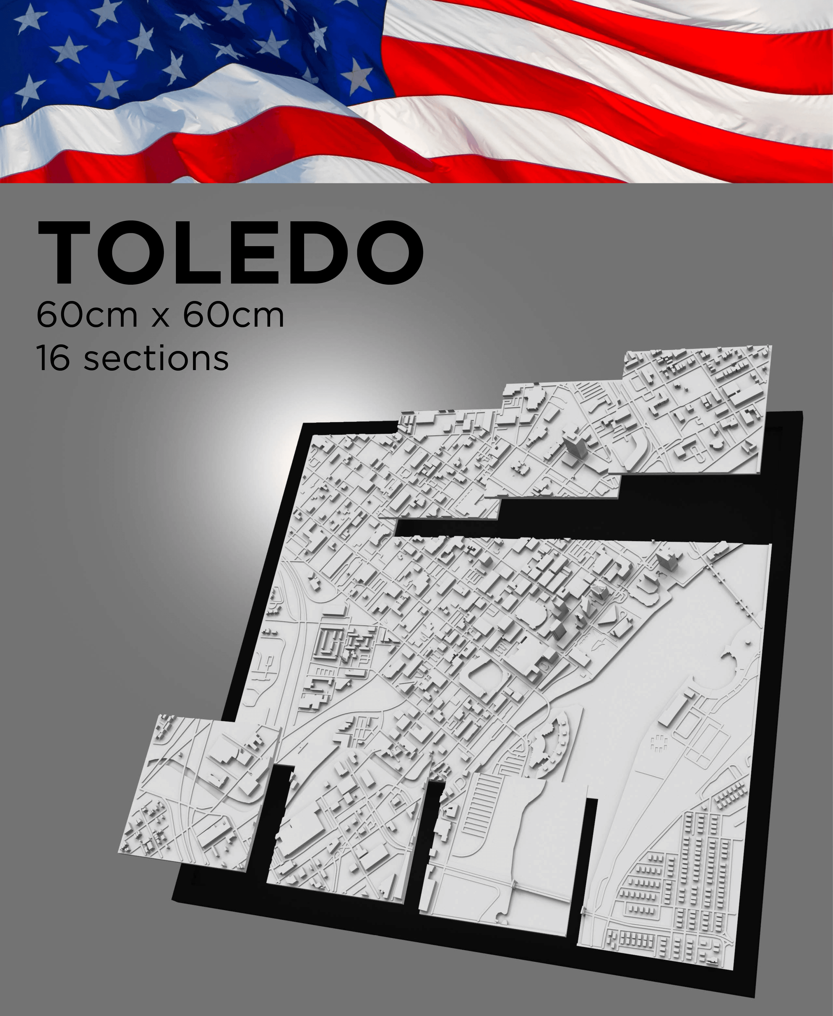 TOLEDO, Skyline 3d map 3d model
