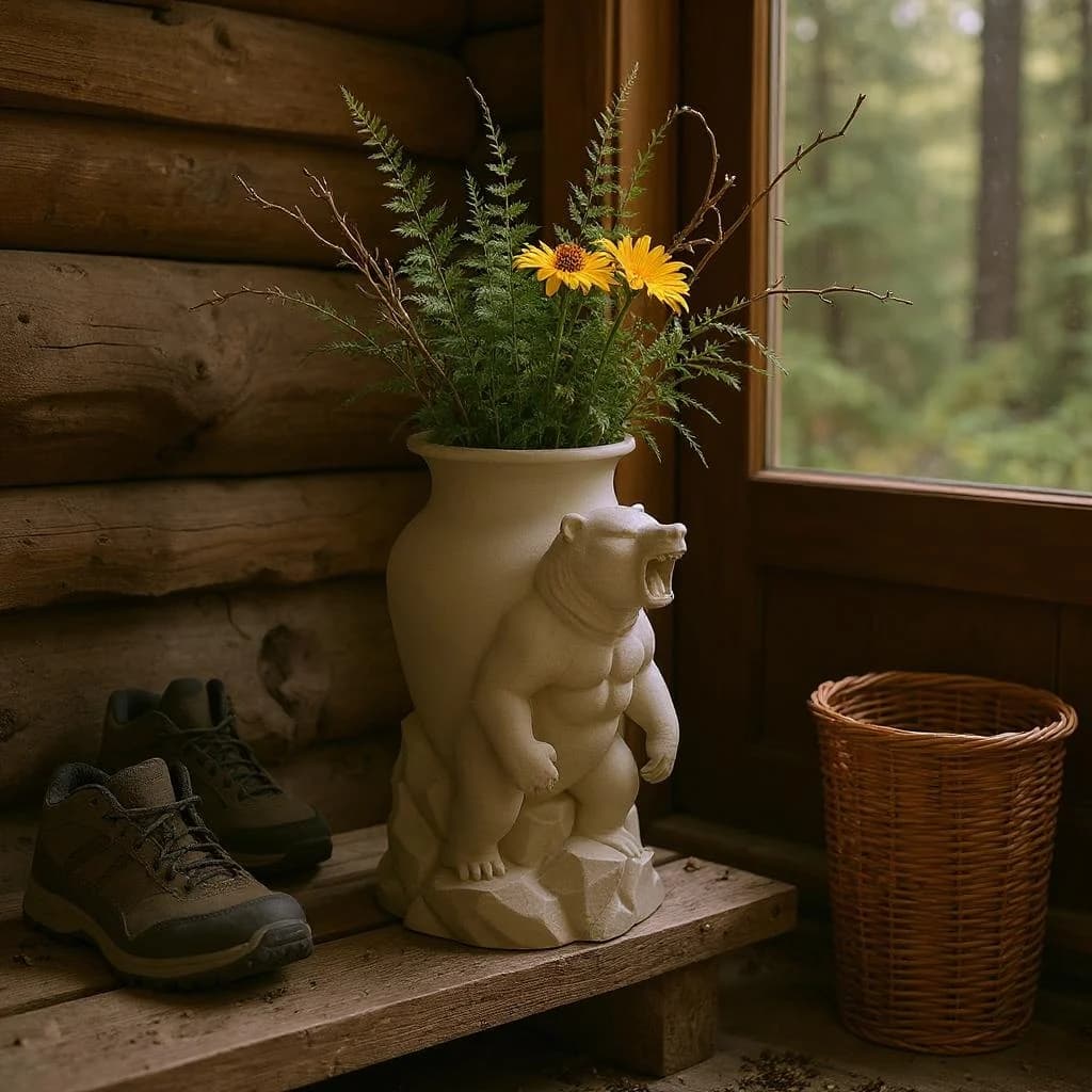 Wild Strength – Roaring Bear Vase 3d model
