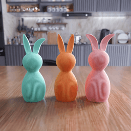 Ribbed Easter Bunny Figure Set - Spring Table Centerpiece 3d model
