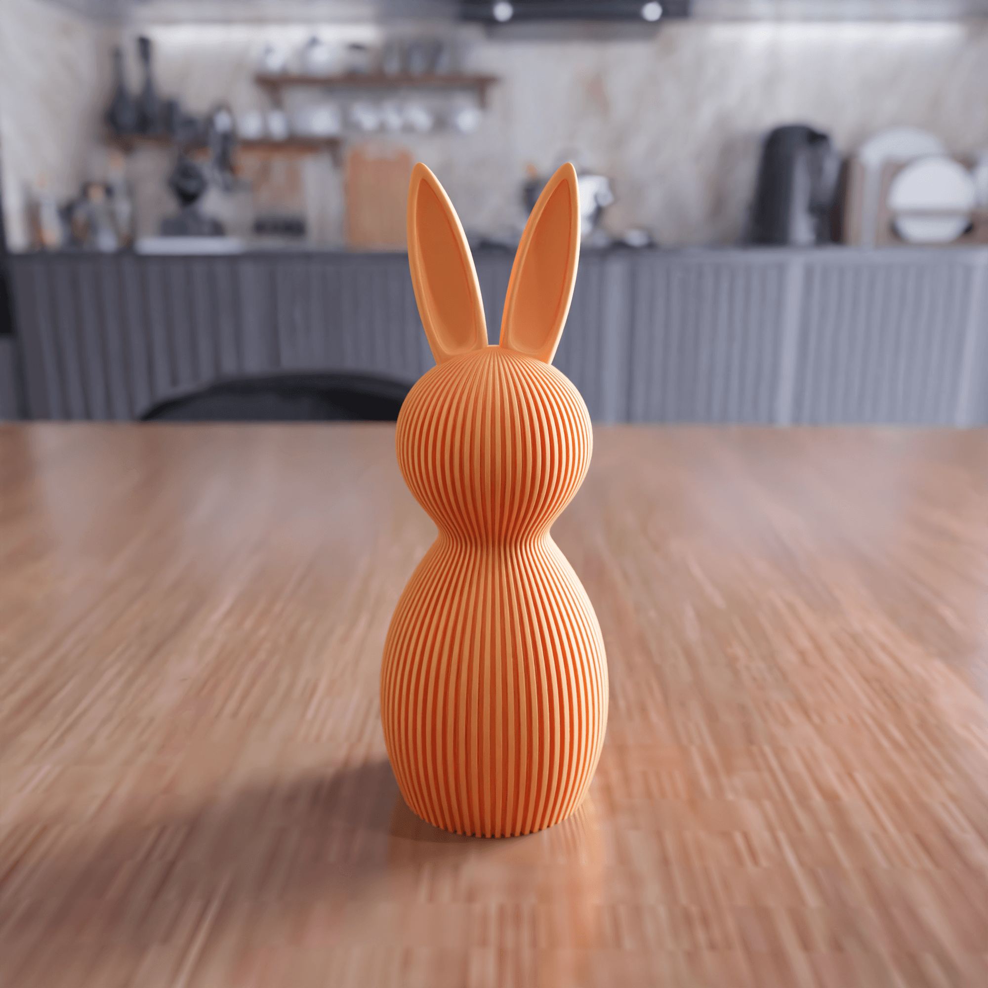 Ribbed Easter Bunny Figure Set - Spring Table Centerpiece 3d model