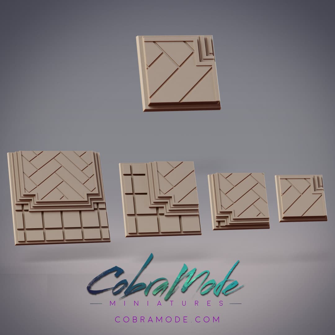 Herringbone Floor Square Base Pack (4pcs) 3d model
