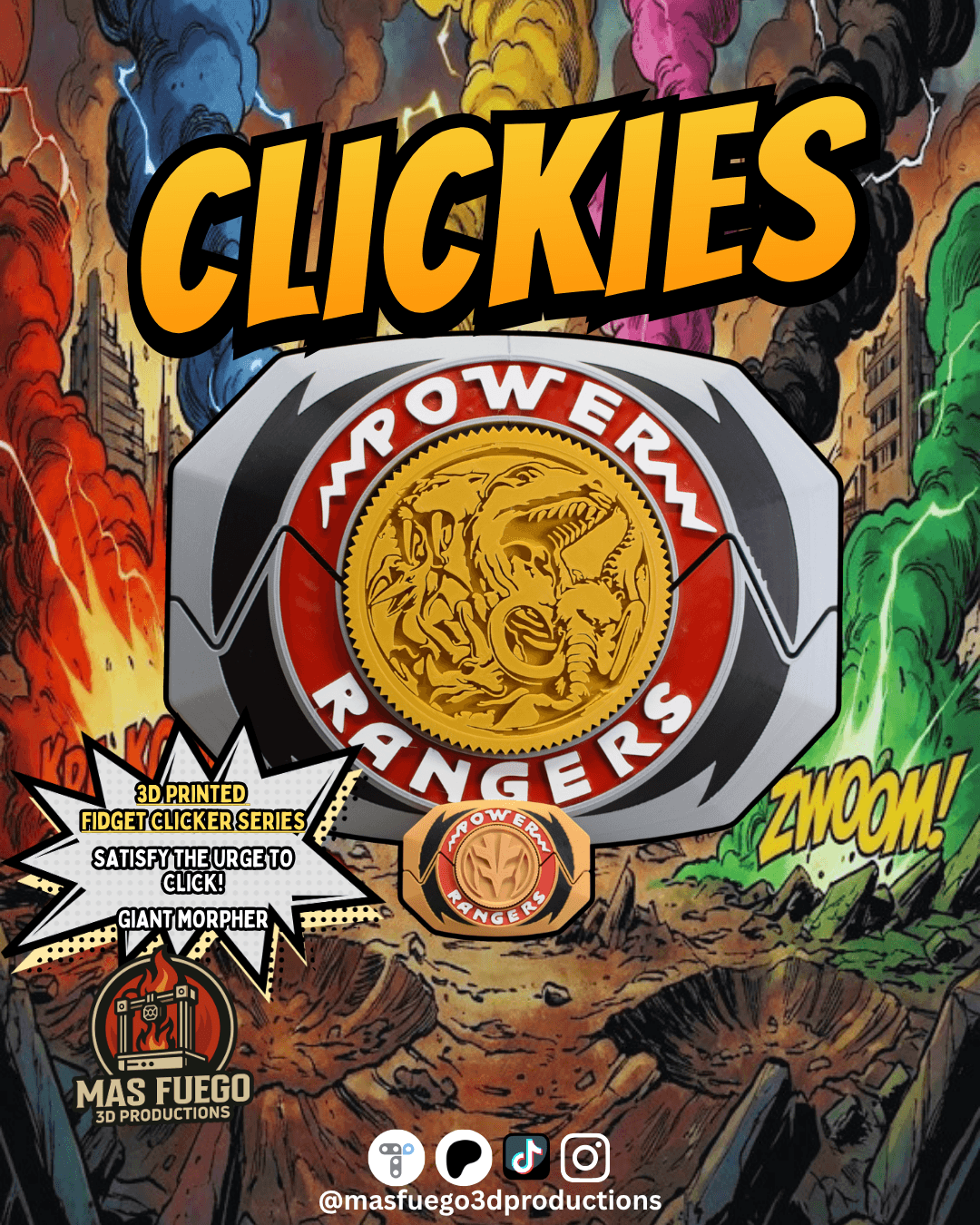 GIANT MMPR Morpher - Clickies - Fidget Clicker 3d model