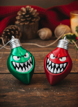 Monstrous mimic light bulb ornament 3d model