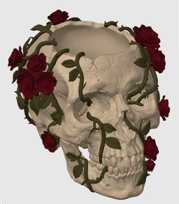 Rose Skull Planter 3MF | Gothic Decor Multi-Color | Functional 3d model