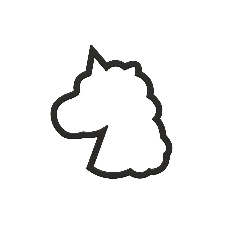 Unicorn Head Cookie Cutter STL File - 4 inches 3d model