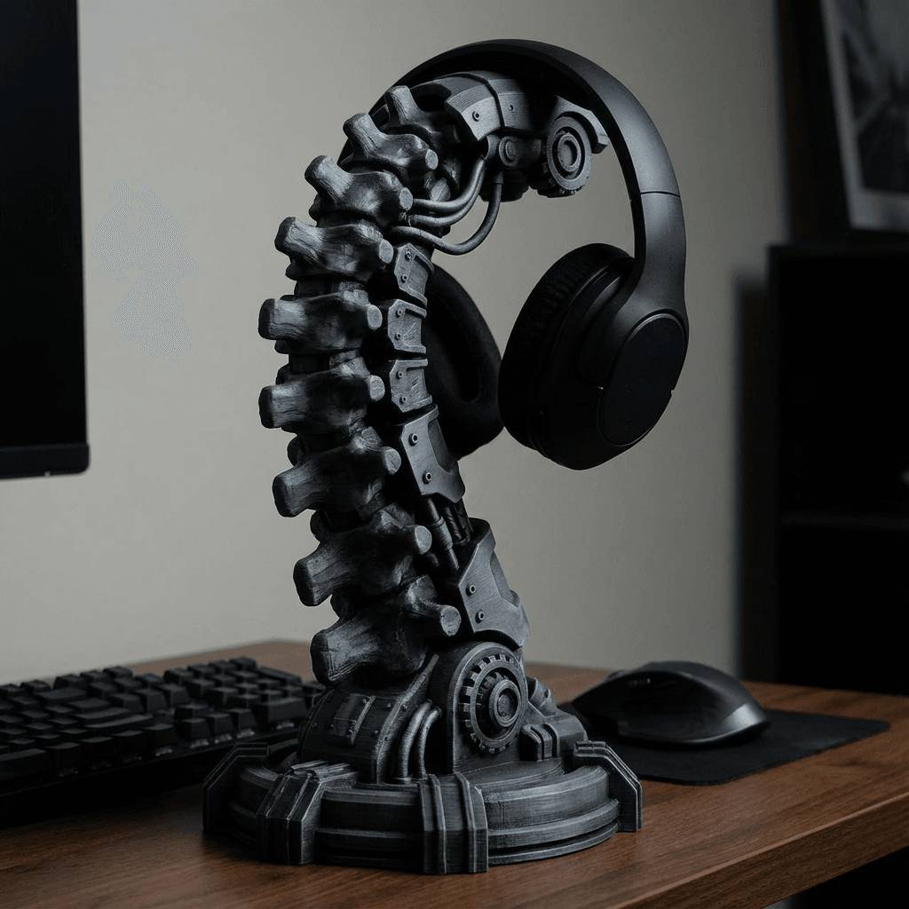 Bionic Spine Headphone Stand | Sci-Fi Desk Organizer 3d model