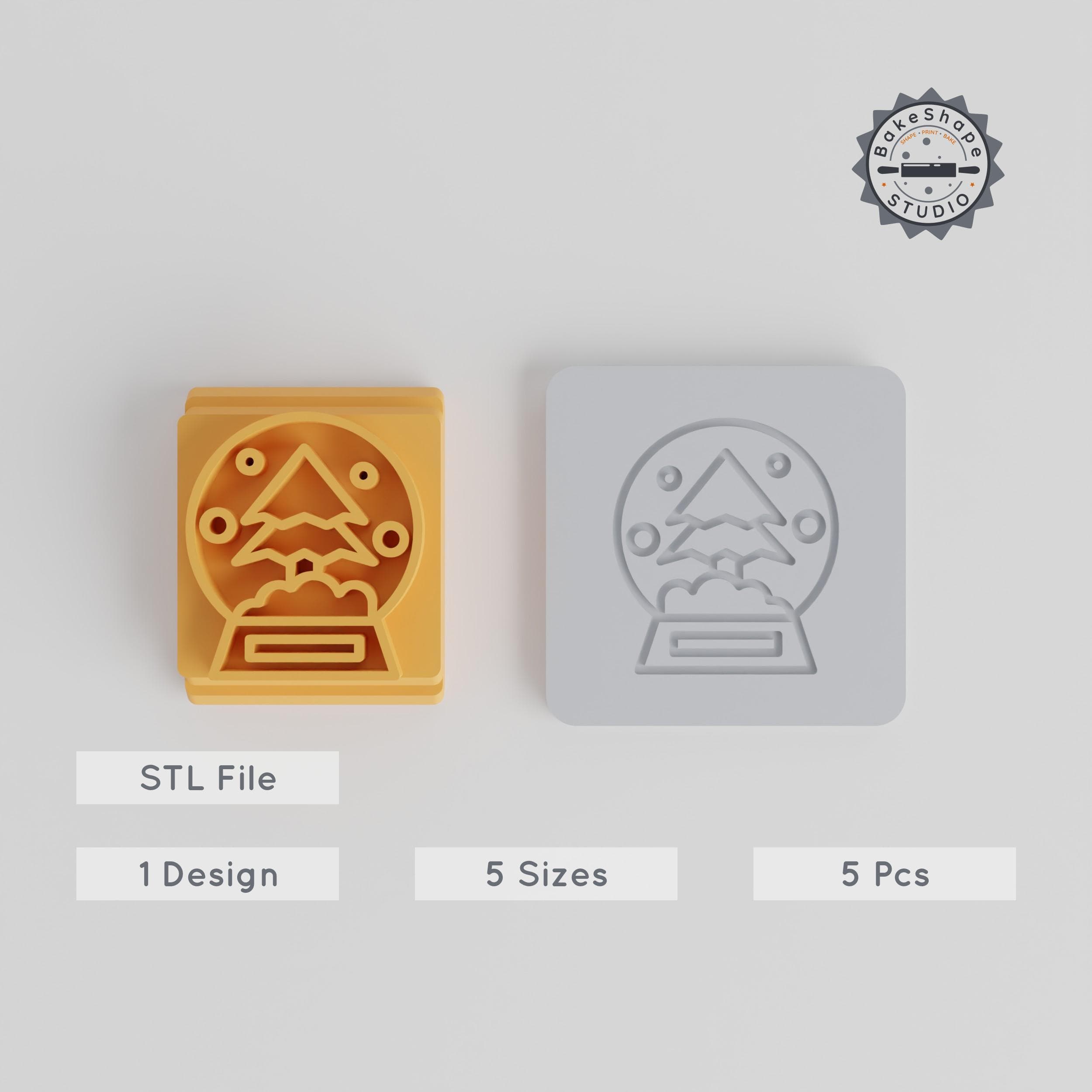 Snowglobe Stamp Tile Set, 5 Motif Sizes, Perfect for Clay & Cookie Decoration, Winter Holiday Crafting PRODUCT_5446 3d model