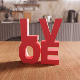 Geometric Stacked LOVE Typography Sign 3d model
