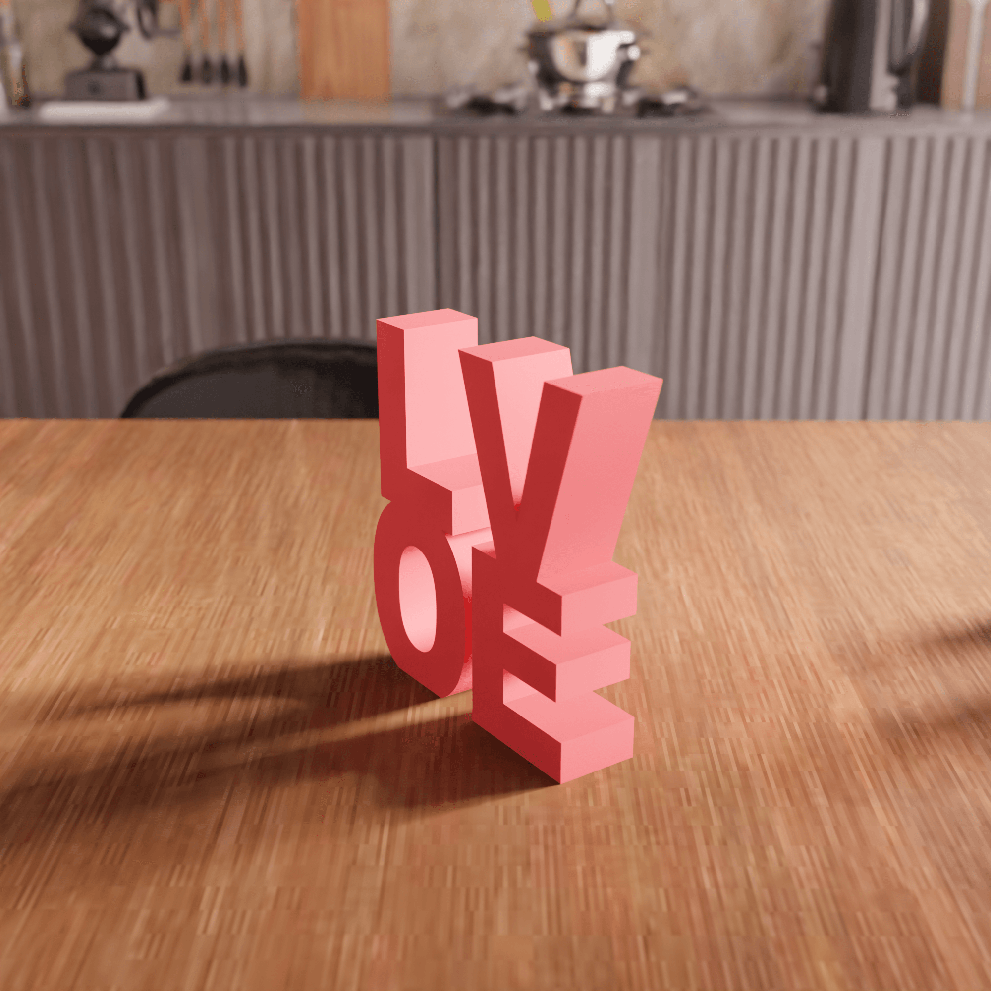 Geometric Stacked LOVE Typography Sign 3d model