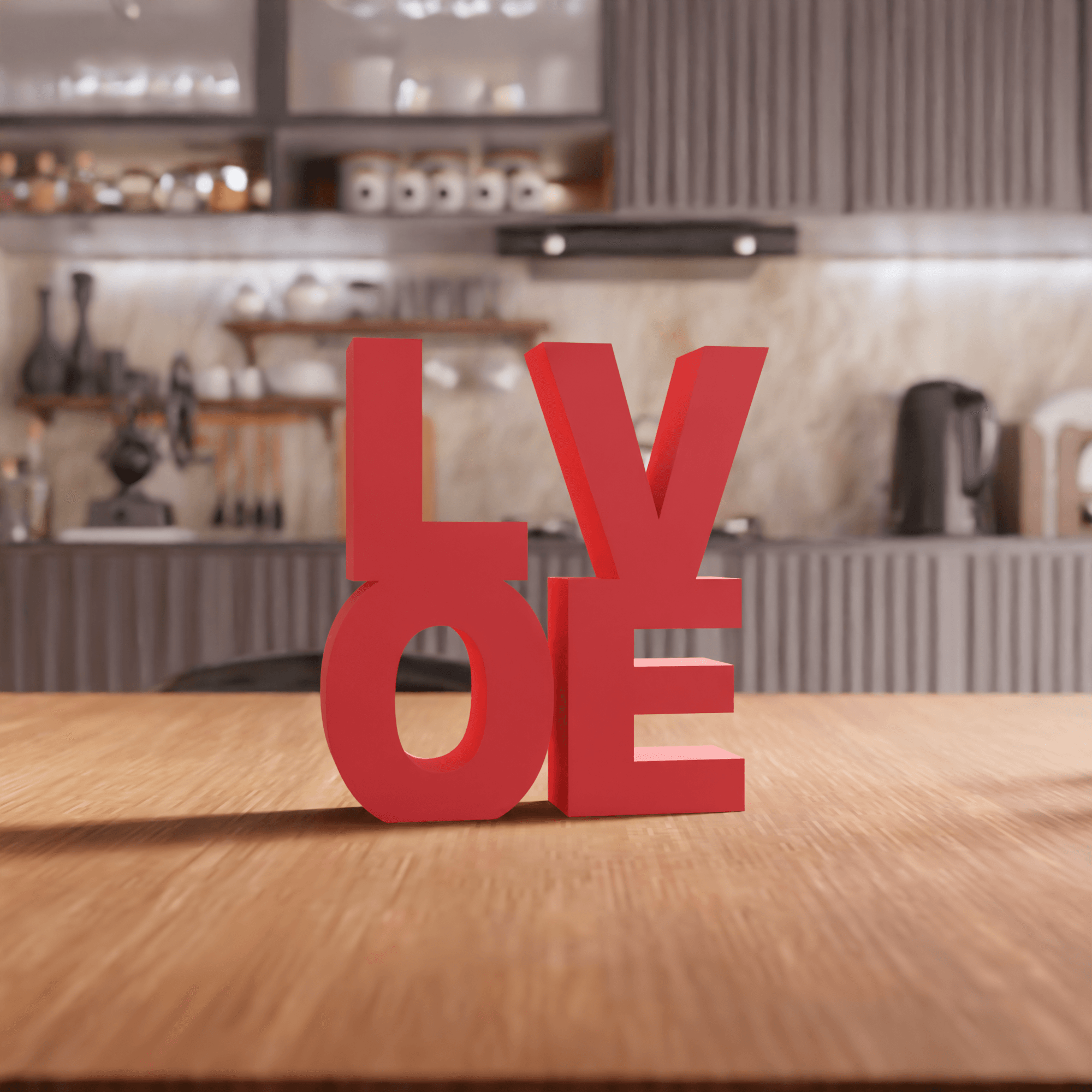 Geometric Stacked LOVE Typography Sign 3d model