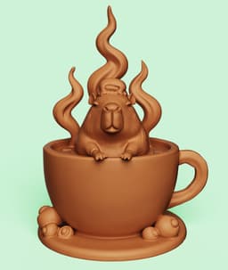 Cute Capybara Coffee Bath | Kawaii Desk Toy 3d model