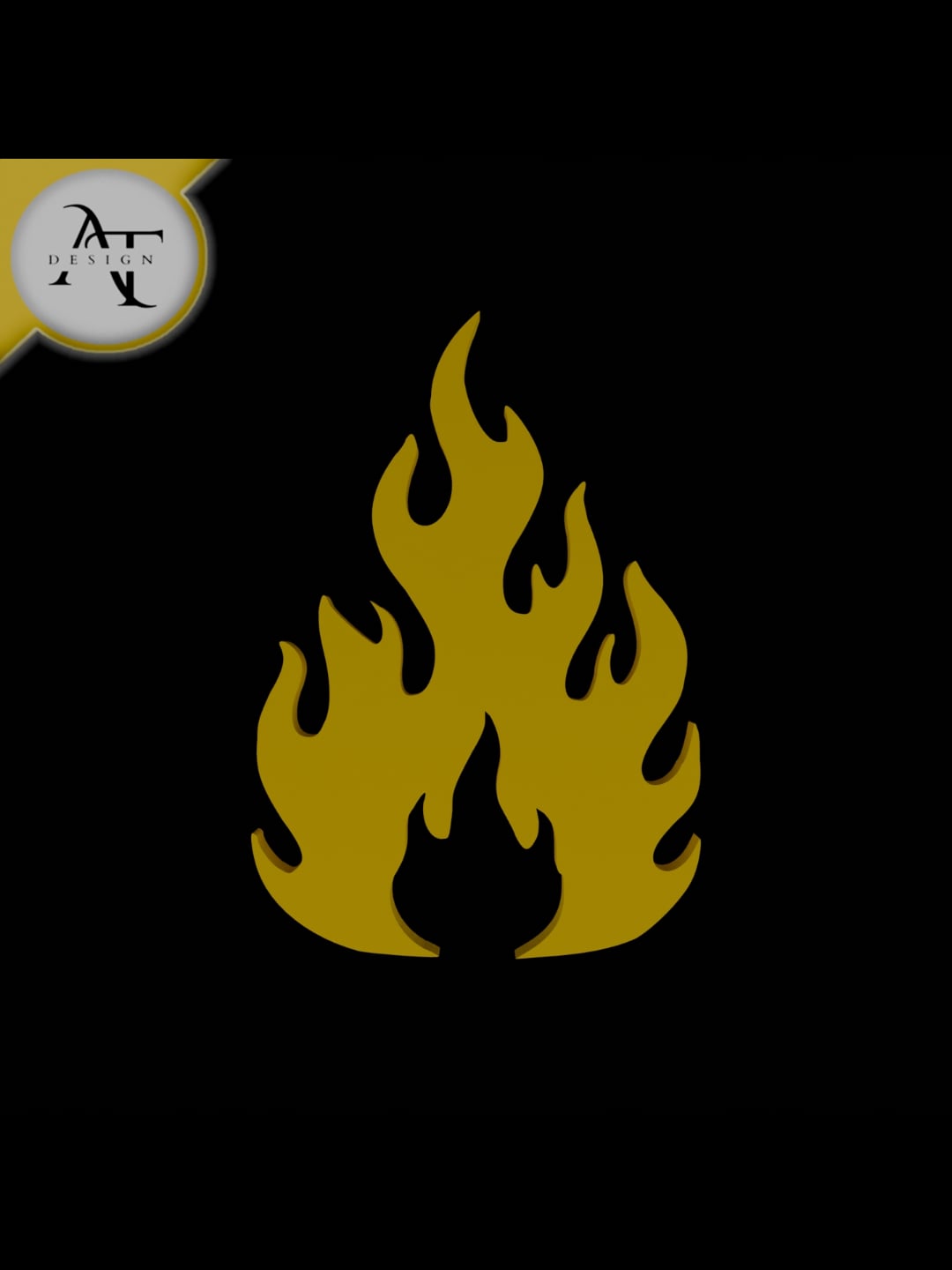 Simple Flame Symbol - 2D Art 3d model
