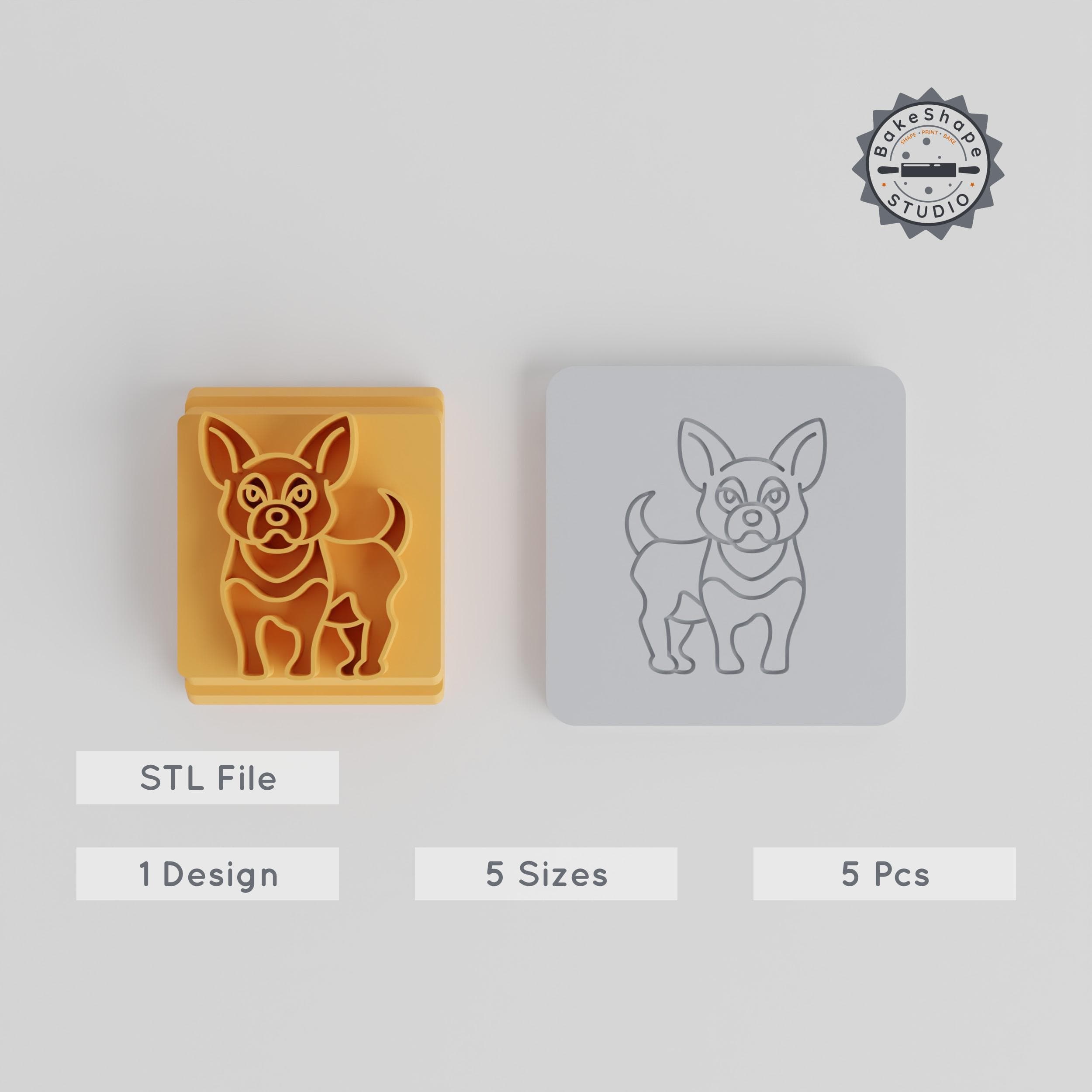 Chihuahua Stamp Tile Set, 5 Sizes, Perfect for Clay, Cookies & Fondant, Miniature Dog Motif, Tiny Pup Design Collection PRODUCT_5361 3d model