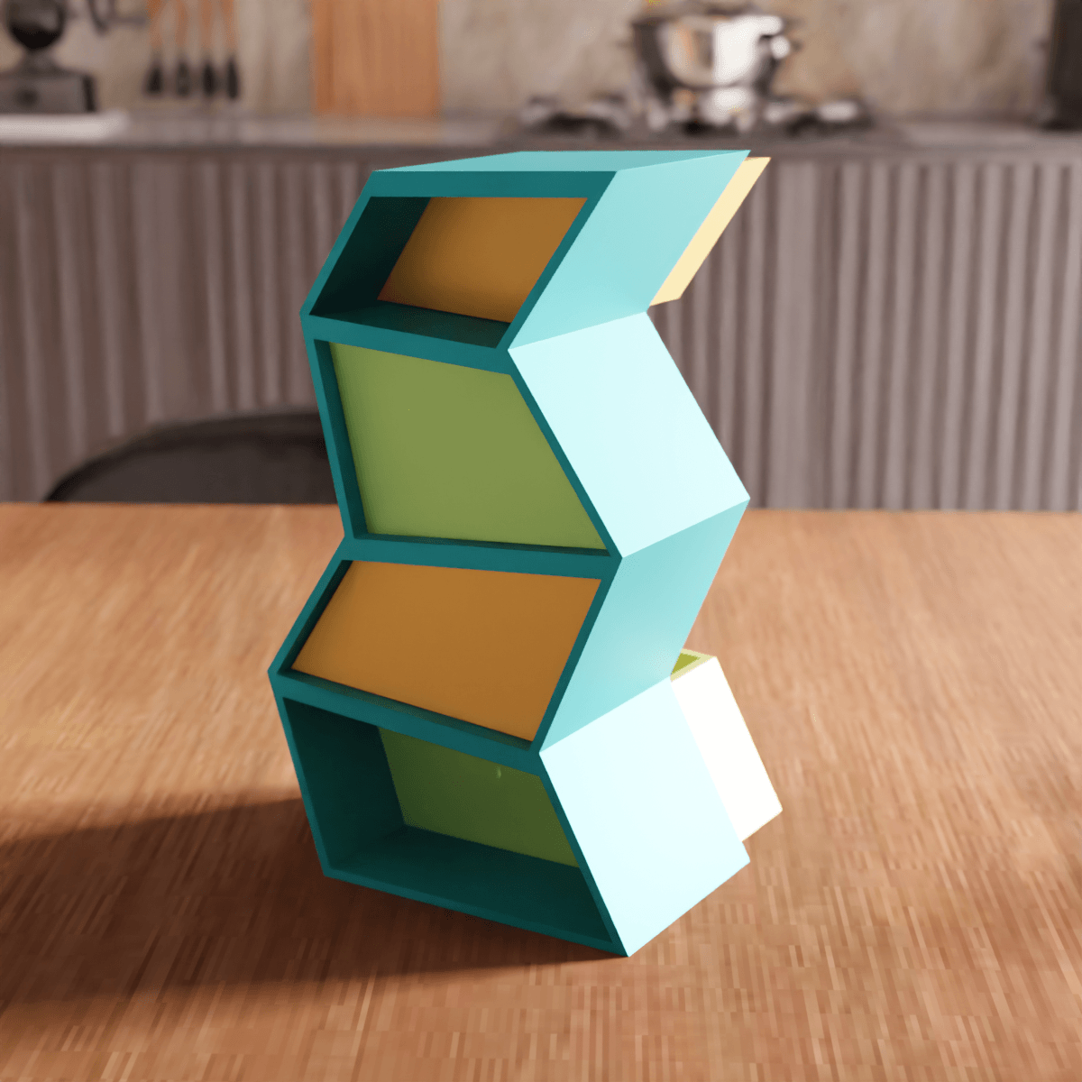 Zigzag Geometric Desktop Mini Drawer Organizer 3d model
