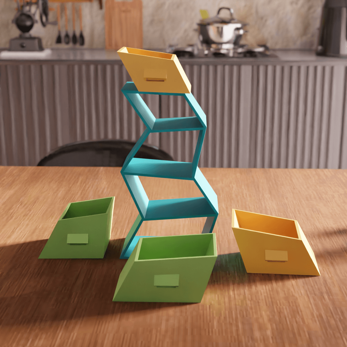 Zigzag Geometric Desktop Mini Drawer Organizer 3d model
