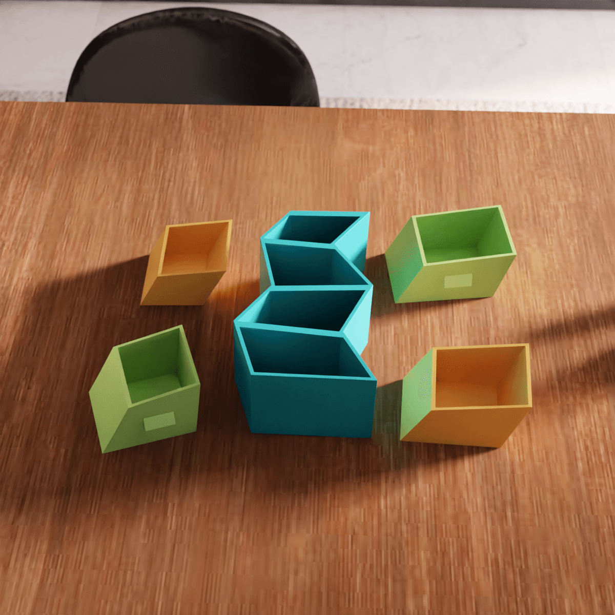 Zigzag Geometric Desktop Mini Drawer Organizer 3d model