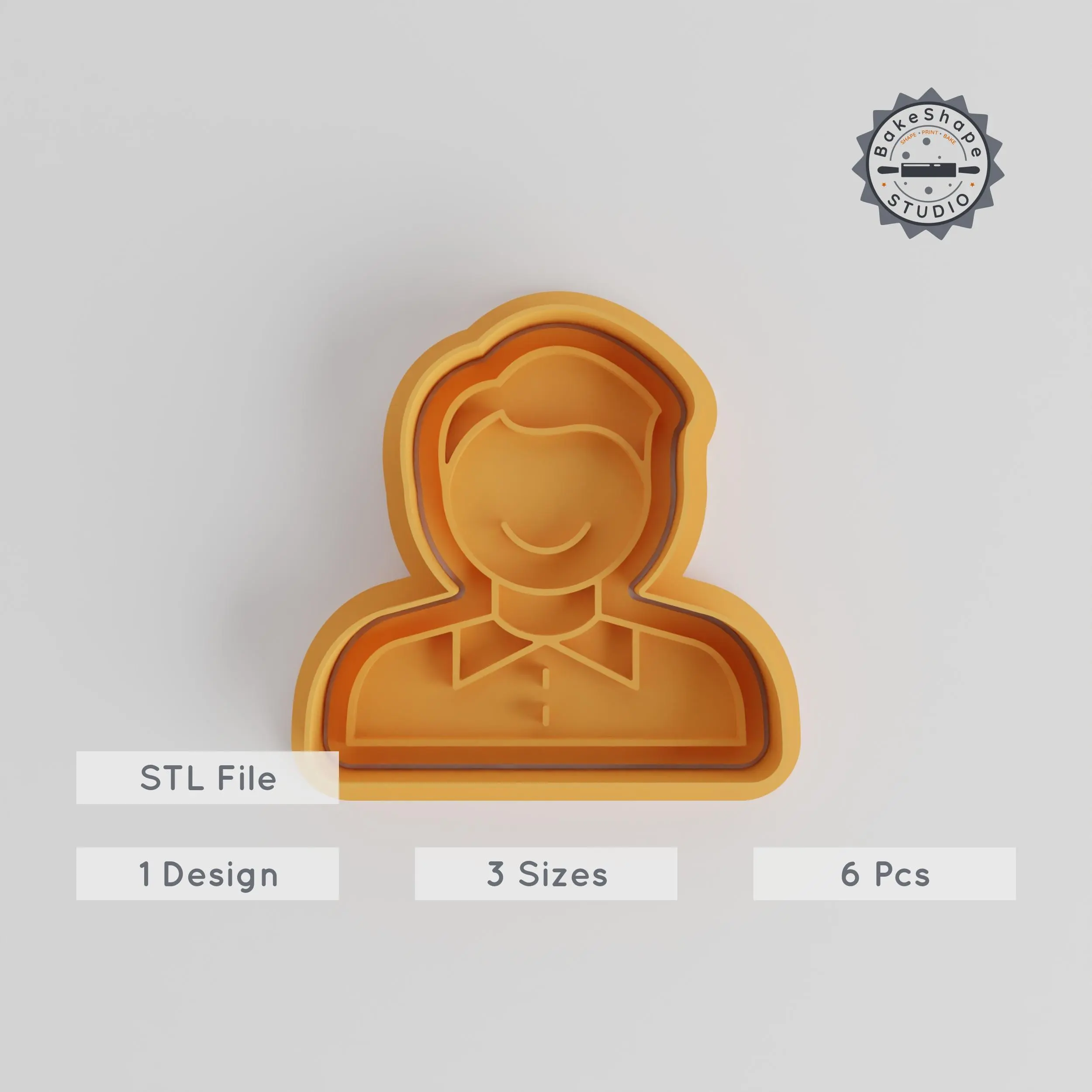 Student Cookie Cutter & Stamp Set, 6 Pieces, S/M/L Sizes, Perfect for Fondant, Education & School Themed Design PRODUCT_2973 3d model