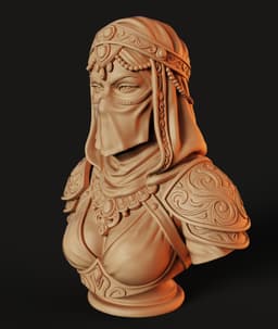 Desert Warrior Bust STL | Character Bust 3D Print | HighDetail 3d model