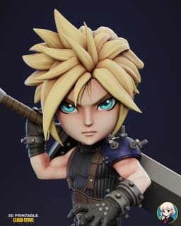 Cloud Strife Final Fantasy VII Chibi - Premium Collectible 3d model