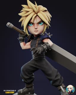 Cloud Strife Final Fantasy VII Chibi - Premium Collectible 3d model