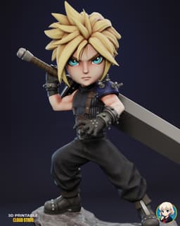 Cloud Strife Final Fantasy VII Chibi - Premium Collectible 3d model