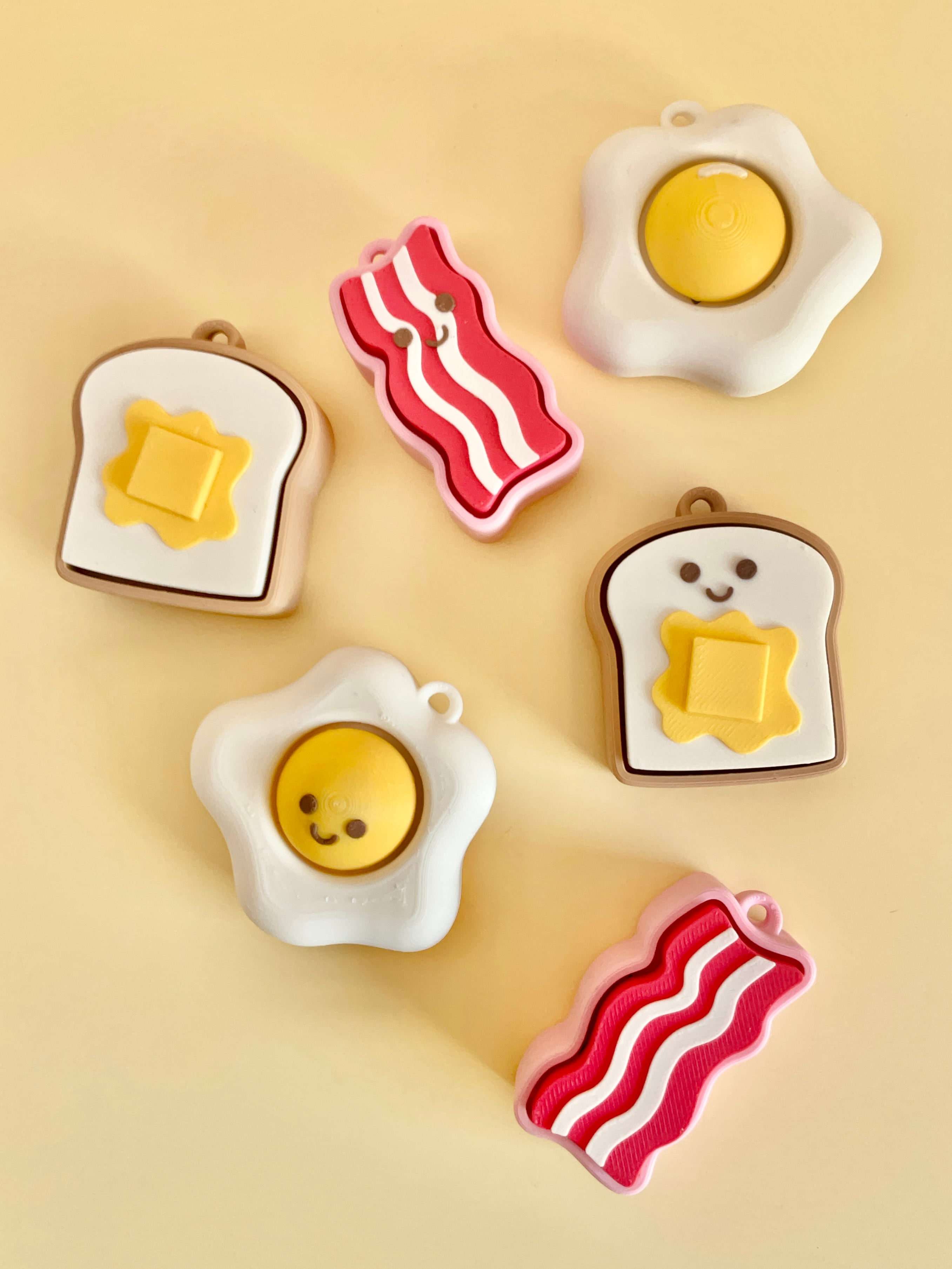 Breakfast Friends Clicker Keychain Fidget Toy Bundle 3d model