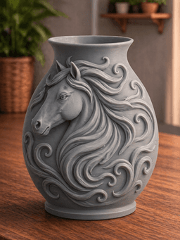 Flowing Horse Mane Decorative Vase 3d model