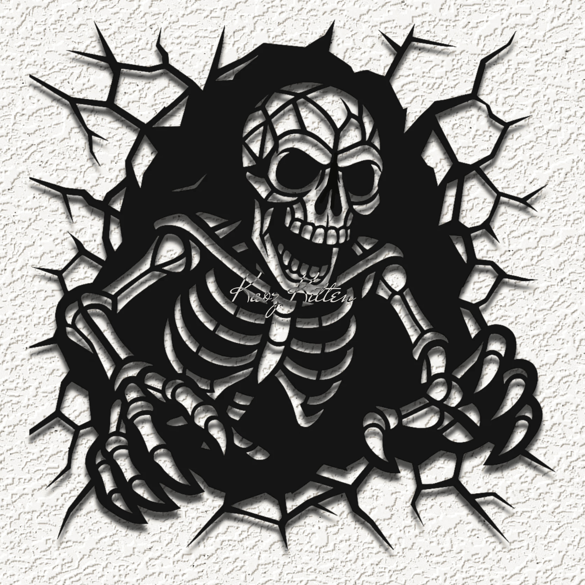 skeleton hole wall art home decor 3d model