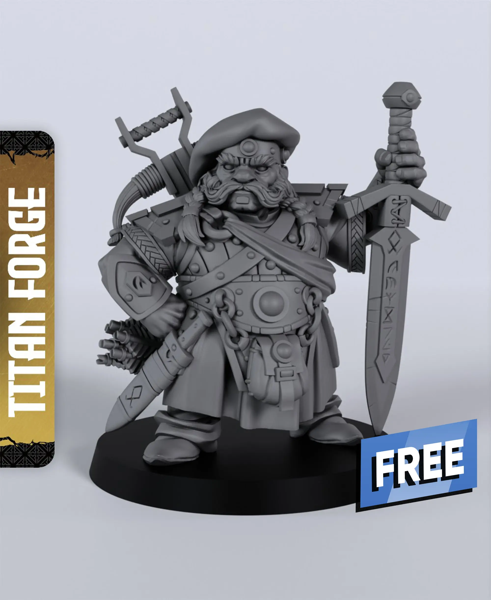 Highlander Dwarf - With Free Dragon - 5e DnD Inspired for RPG and Wargamers 3d model