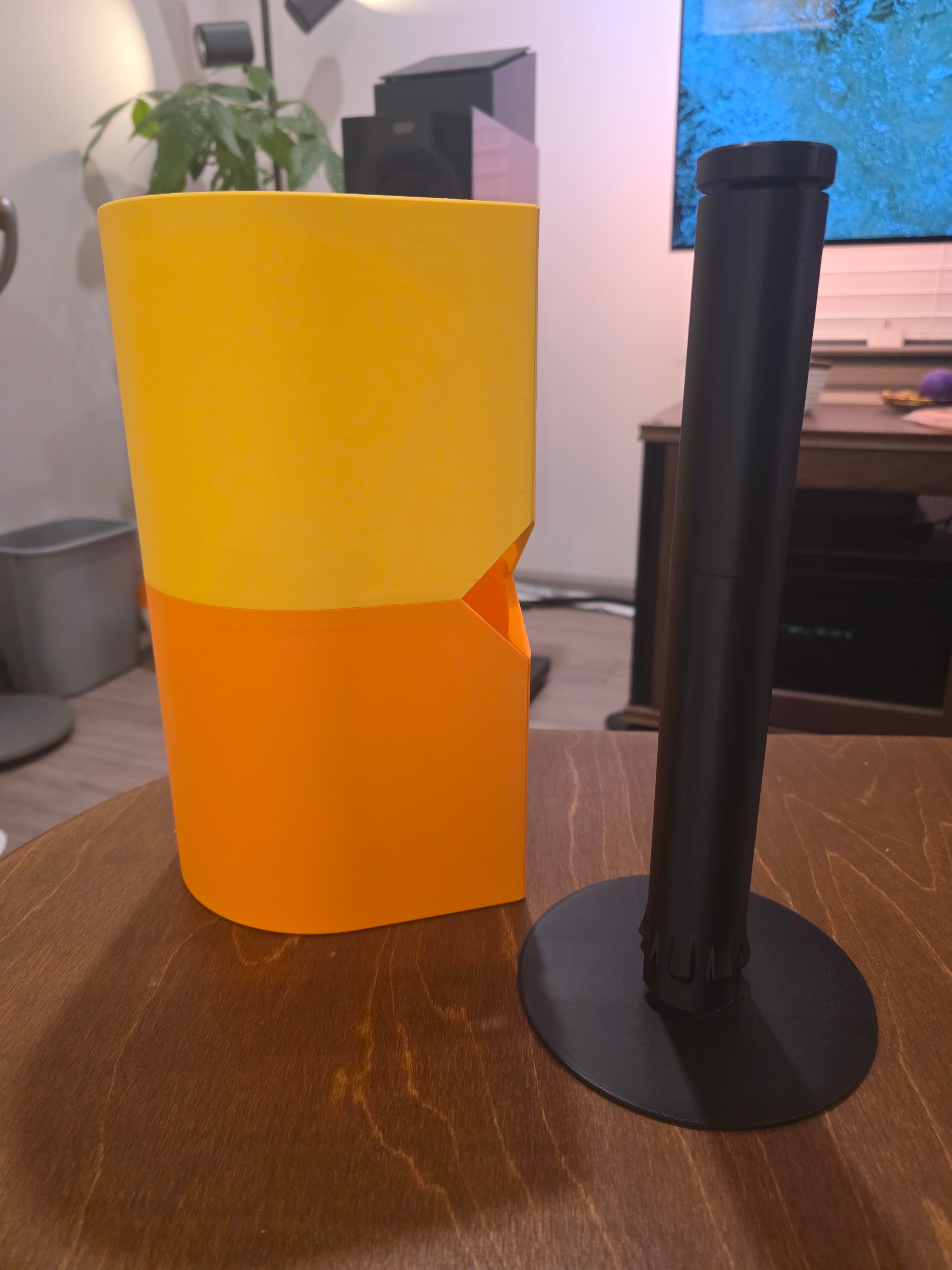 Printed this on new Bamboo lab P2S printer and the build looks good, but there are a few things that needs improvement.
Right now, the model cannot be lifted without the top and bottom parts separating. I wish there was a way to hold these parts together. I'm new to 3D printing and have 0 skills to modify it. But got some ideas how we can do it.