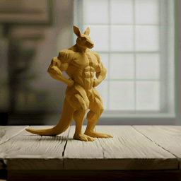 Buff Kangaroo Low Poly - Bodybuilder Marsupial Sculpture 3d model