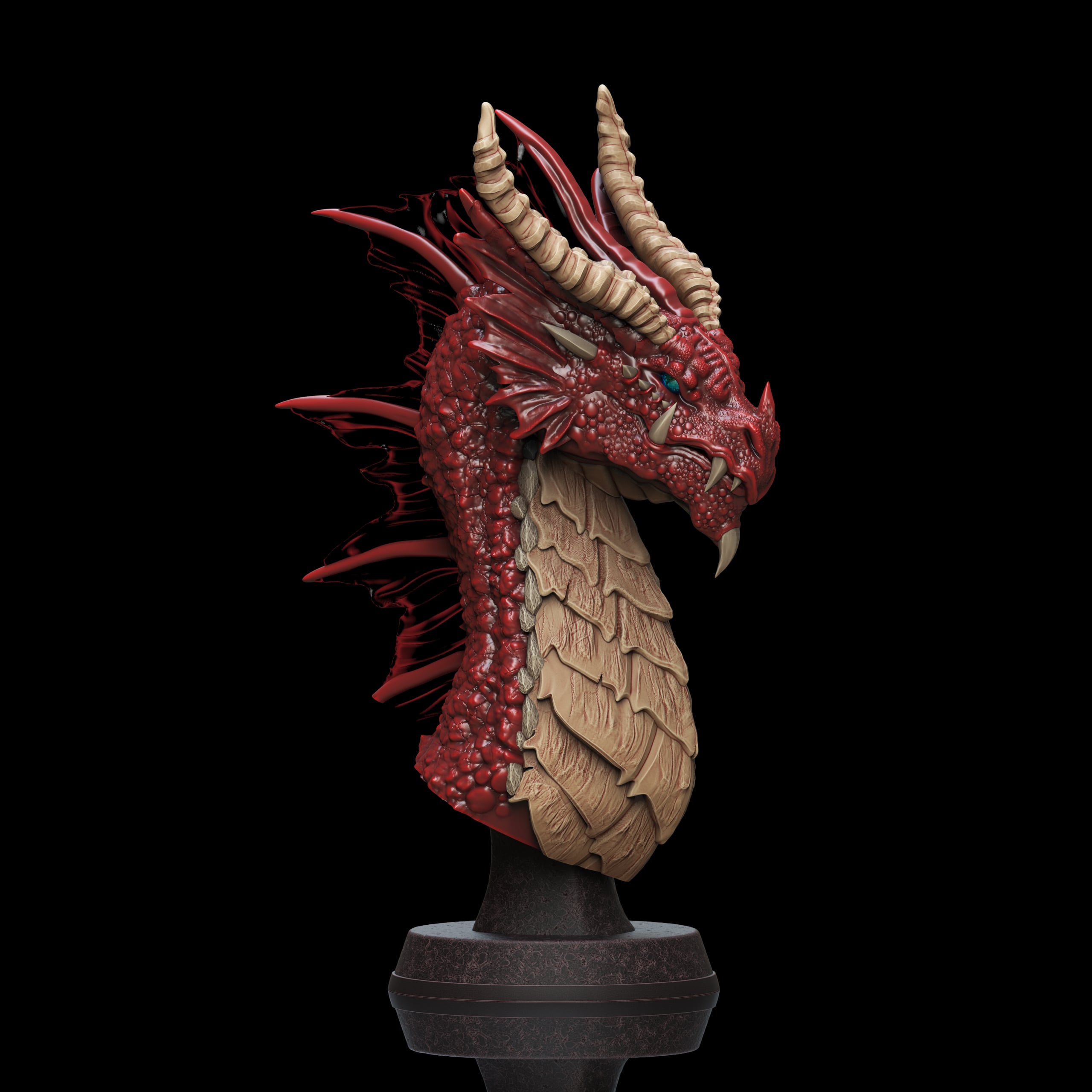 Red Dragon Bust (Pre-Supported) 3d model