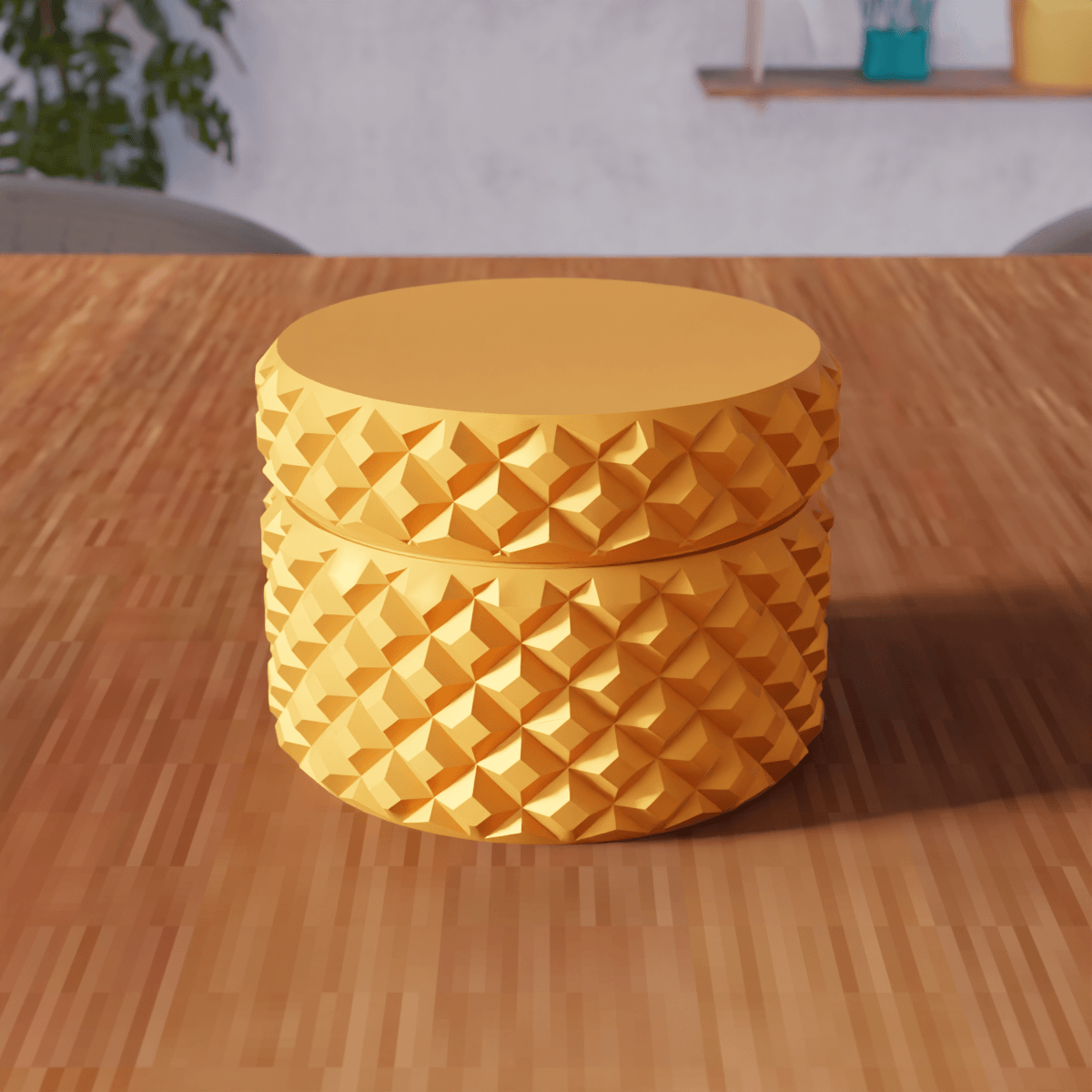 Geometric Knurled Box with Threaded Lid 3d model
