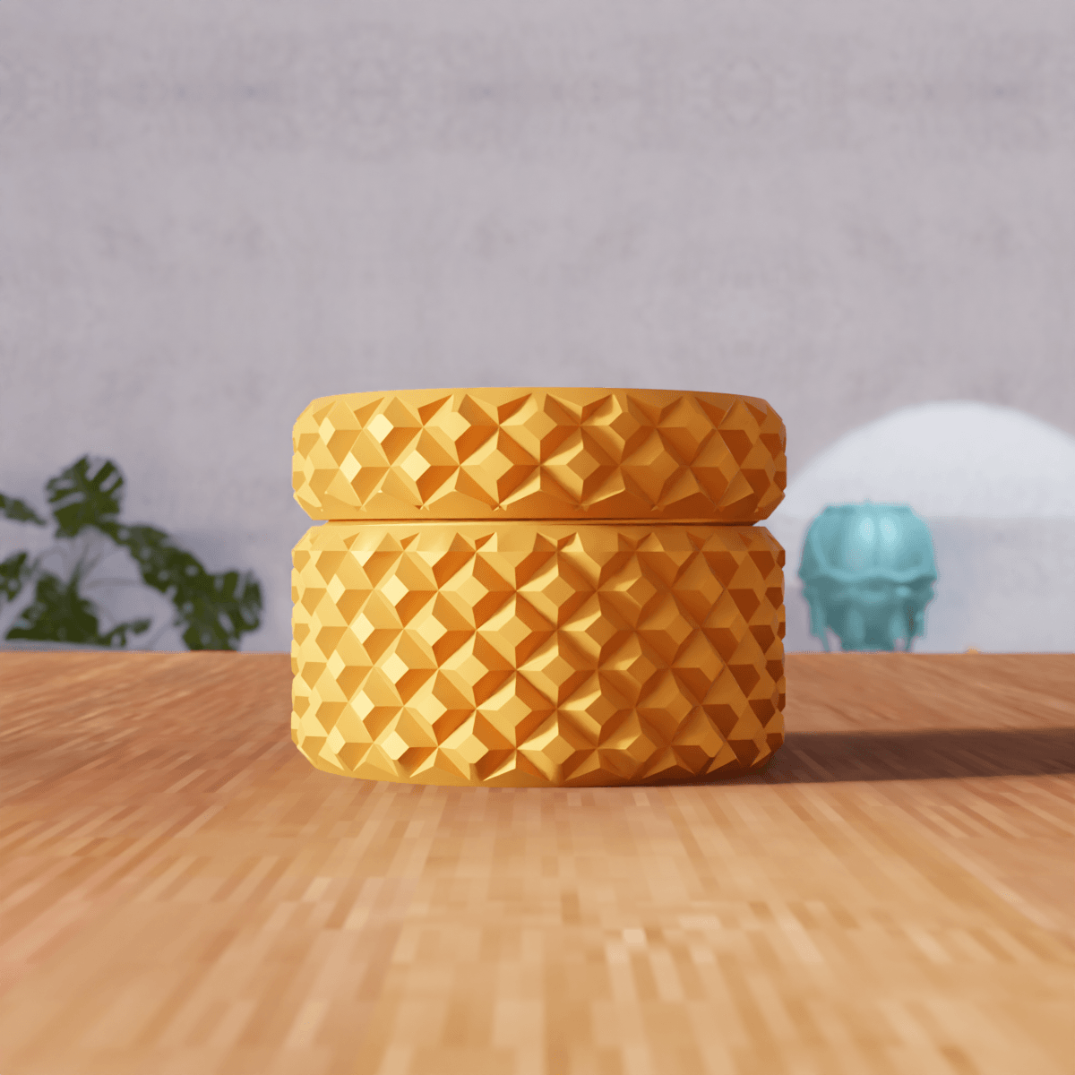 Geometric Knurled Box with Threaded Lid 3d model