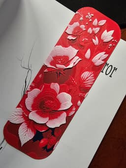 Red Floral Bookmark - Hueforge - 4 Colors 3d model