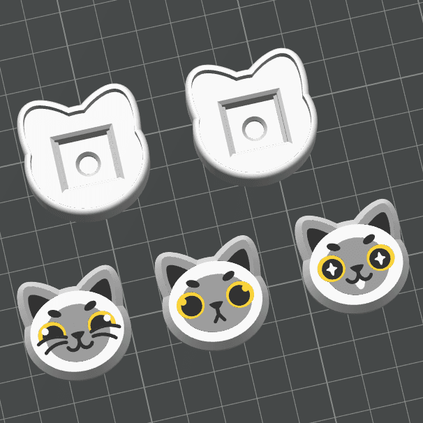 Cat V04 - Clicker Fidget Toy Keychain 3d model