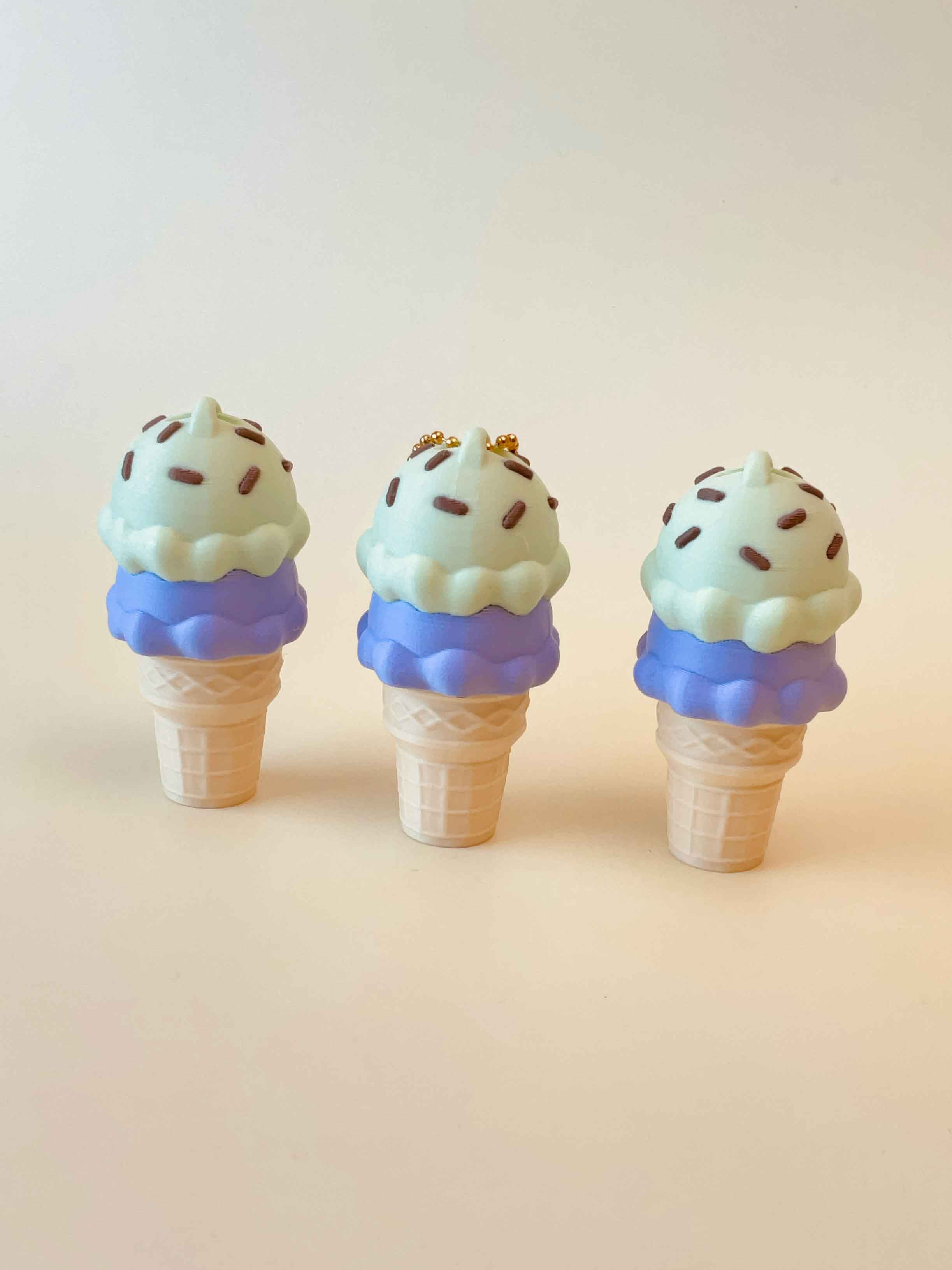 Ice Cream Cone Clicker Keychain Fidget Toy Bundle 3d model