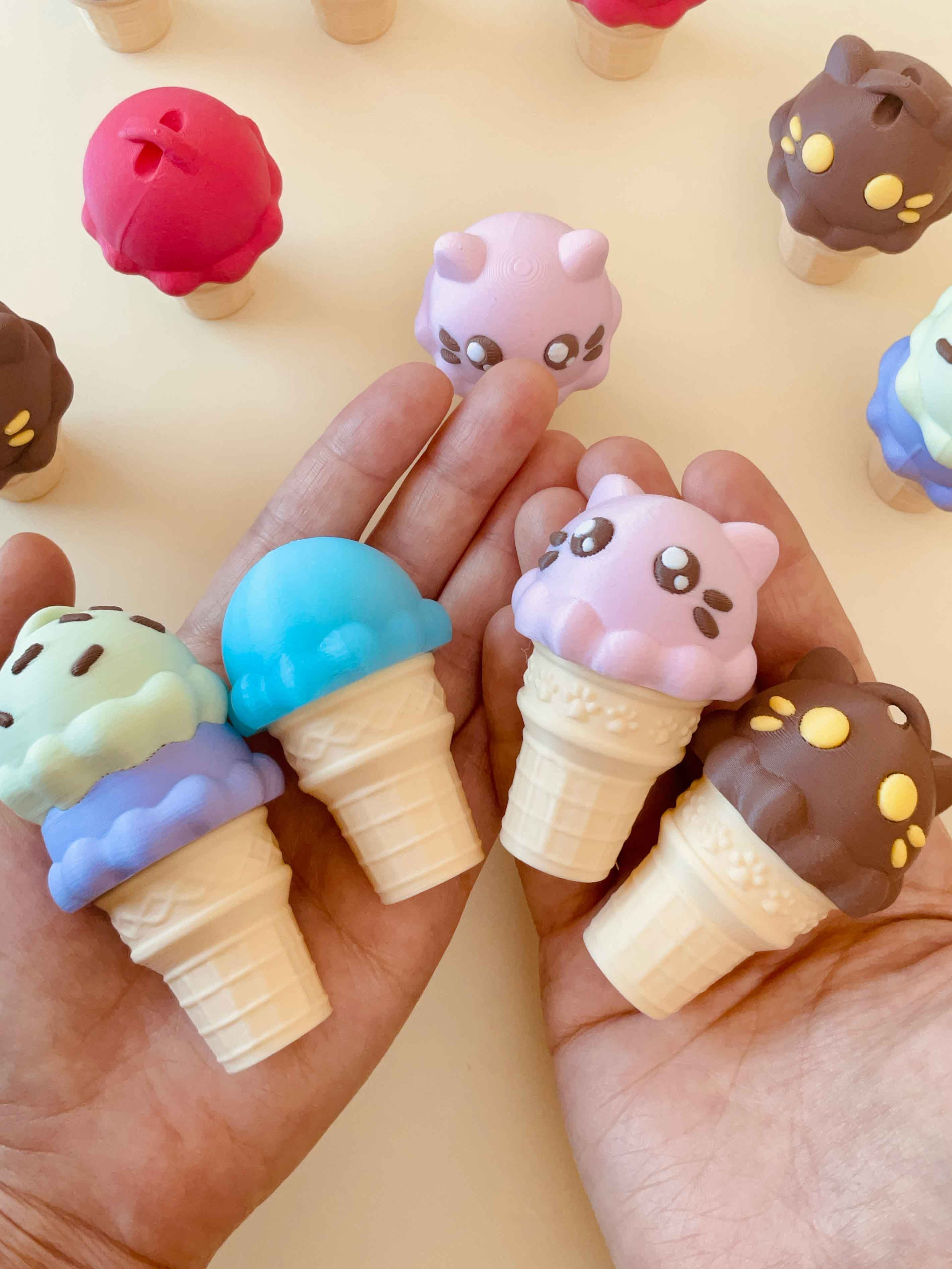 Ice Cream Cone Clicker Keychain Fidget Toy Bundle 3d model