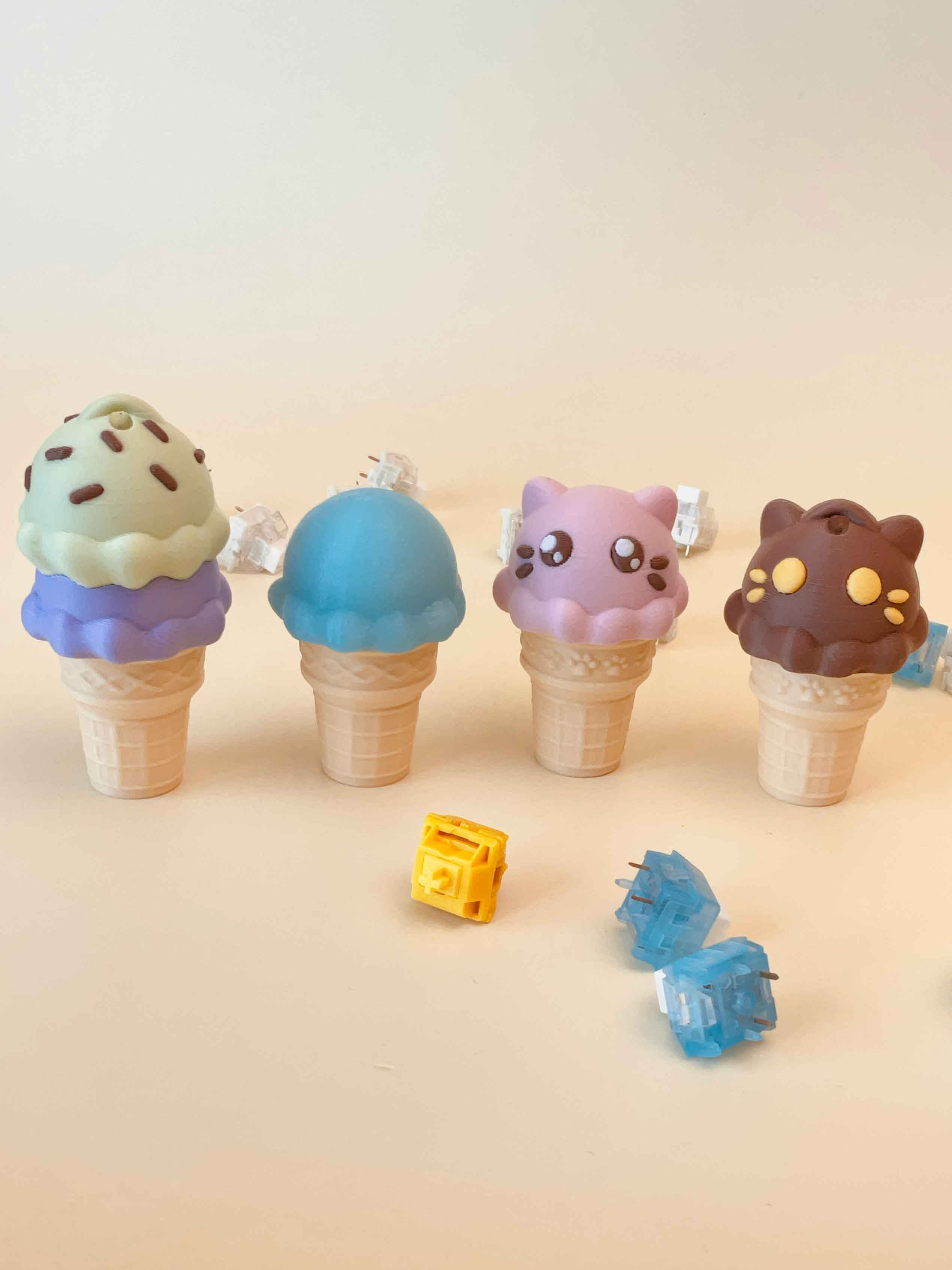 Ice Cream Cone Clicker Keychain Fidget Toy Bundle 3d model