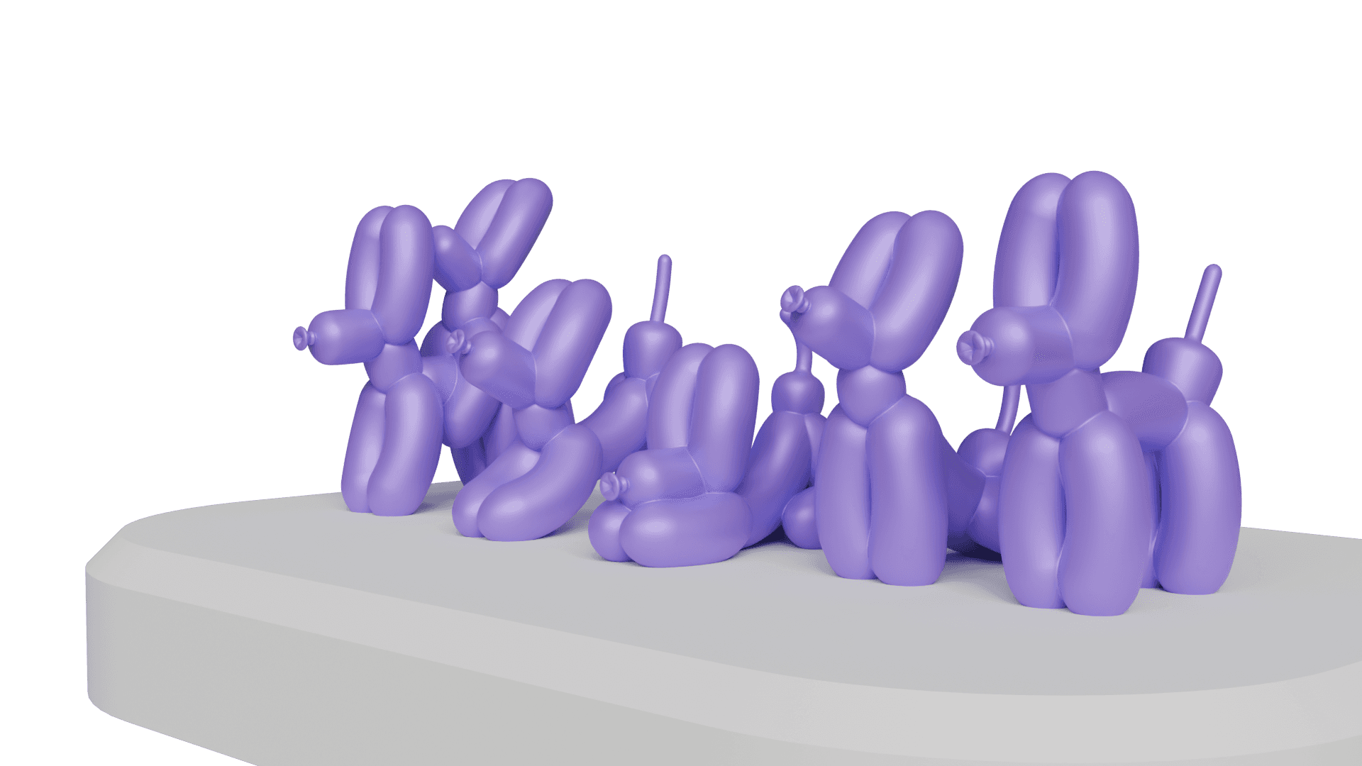 Balloon Dogs in Artistic Poses – 3D Decorative Collection 3d model