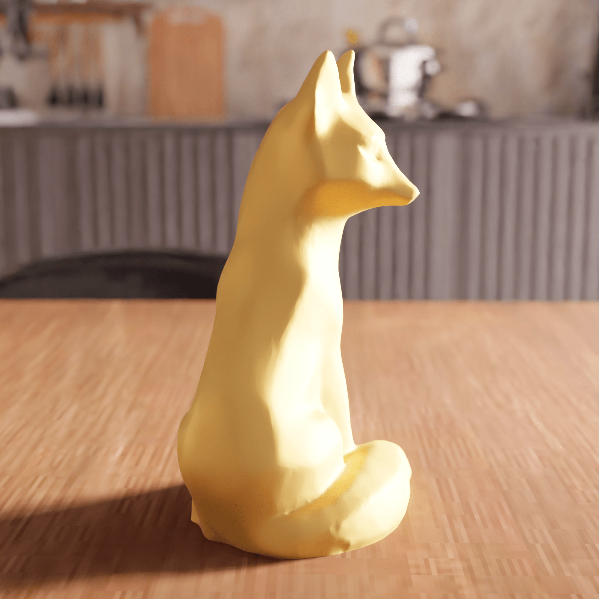 Low Poly Sitting Fox Sculpture 3d model