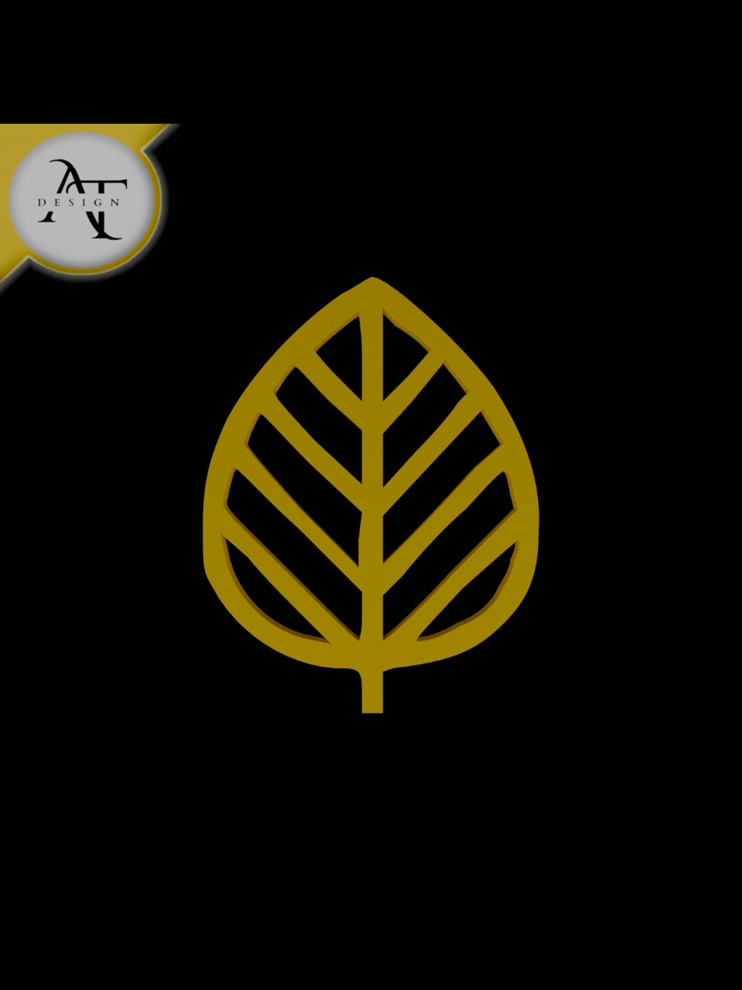 Simple Leaf Symbol - 2D Art 3d model