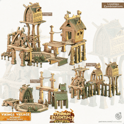 Viking's Village Set (Pre-Suppported) 3d model