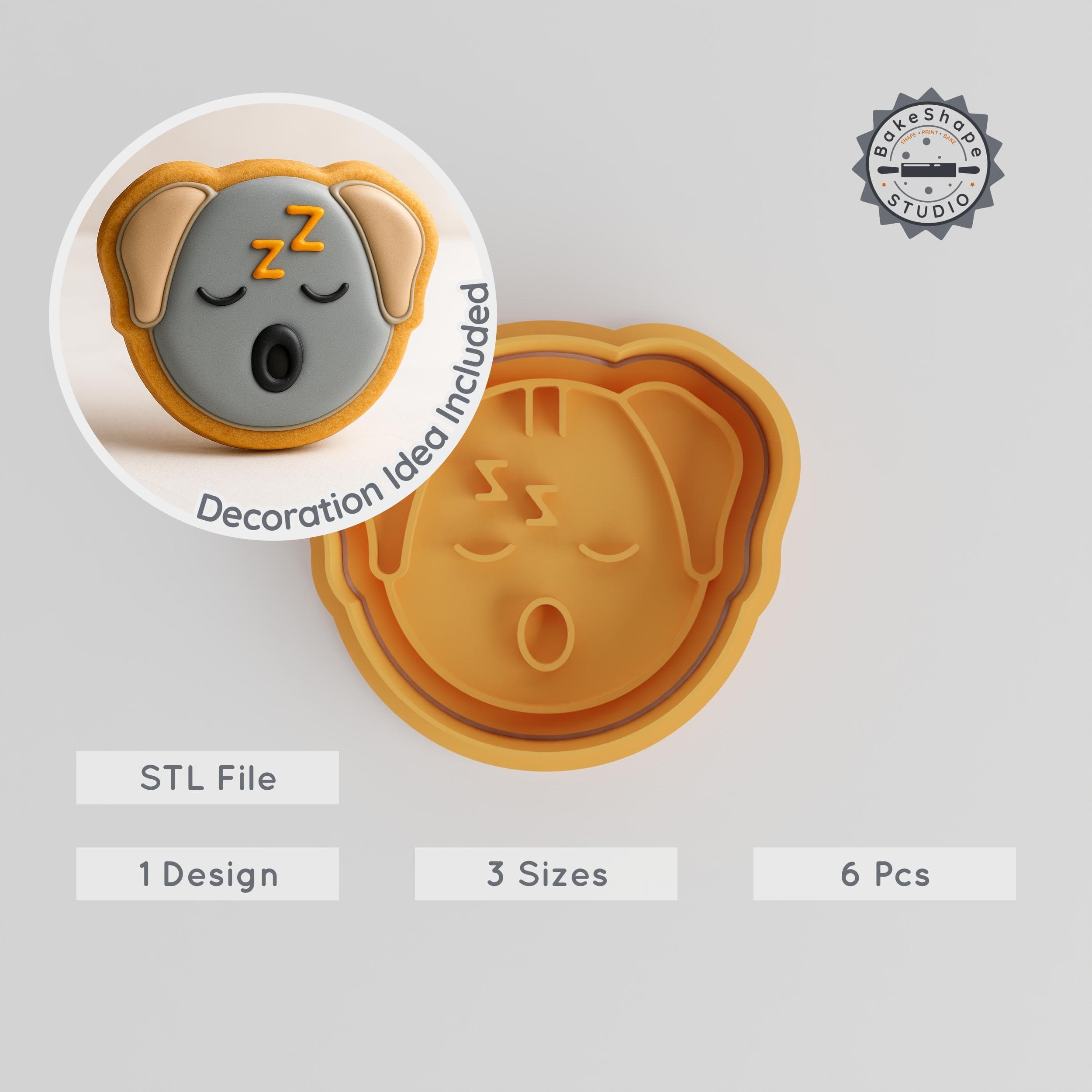 Sleeping Animal Shape Cutter & Stamp Set, Perfect for Cookies & Fondant, Includes 3 Sizes, 6 Pieces PRODUCT_915 3d model