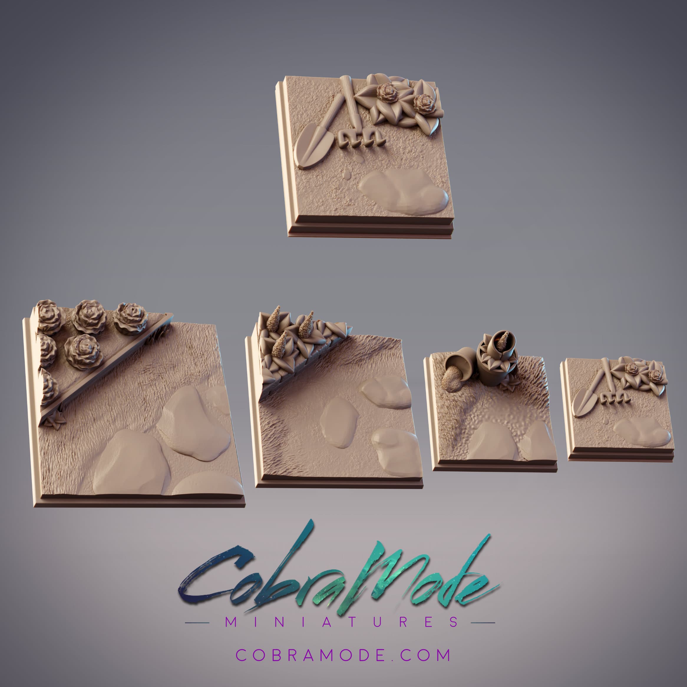 Garden Square Base Pack (4pcs) 3d model