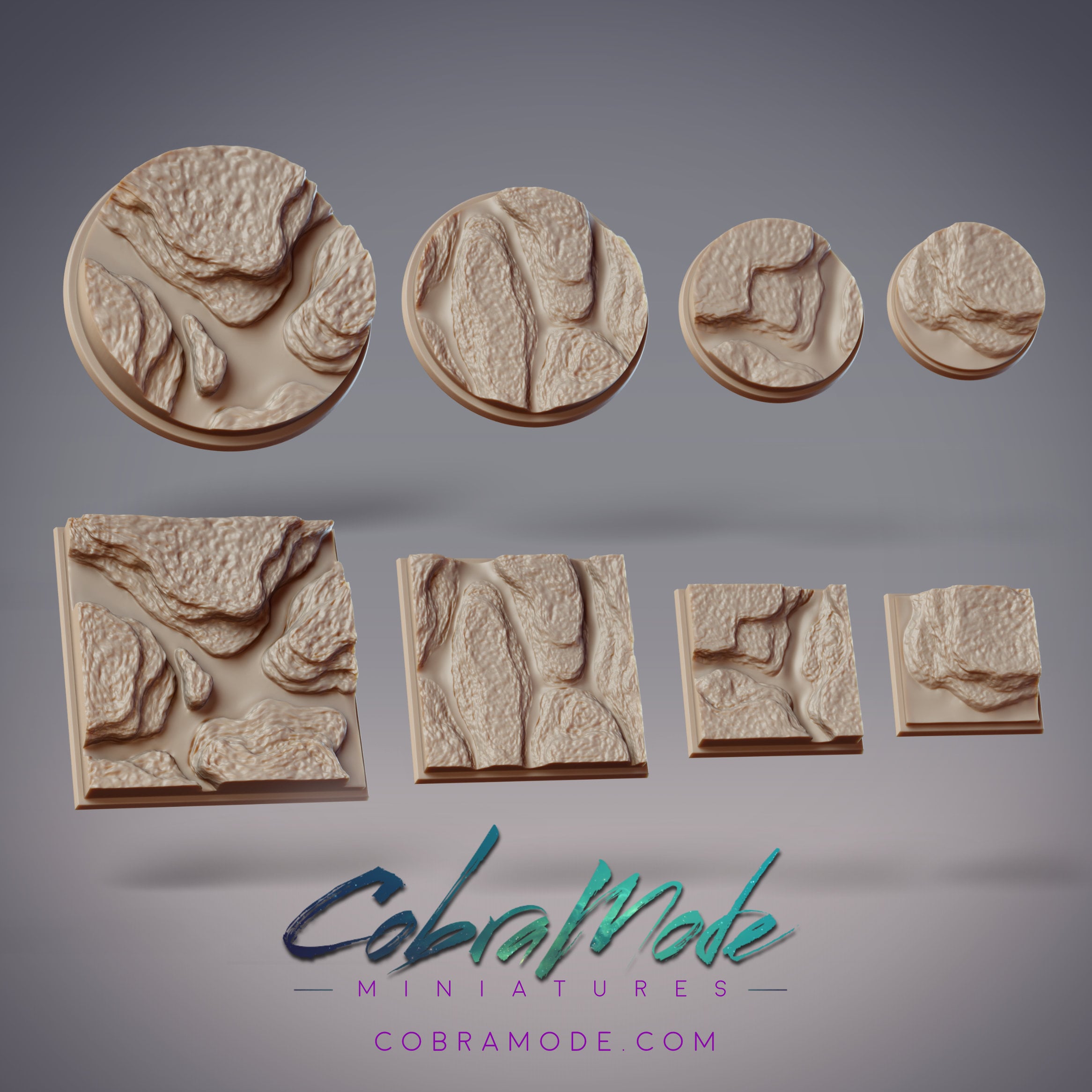 Lava Flow Base Pack (8pcs) - Round and Square Versions 3d model