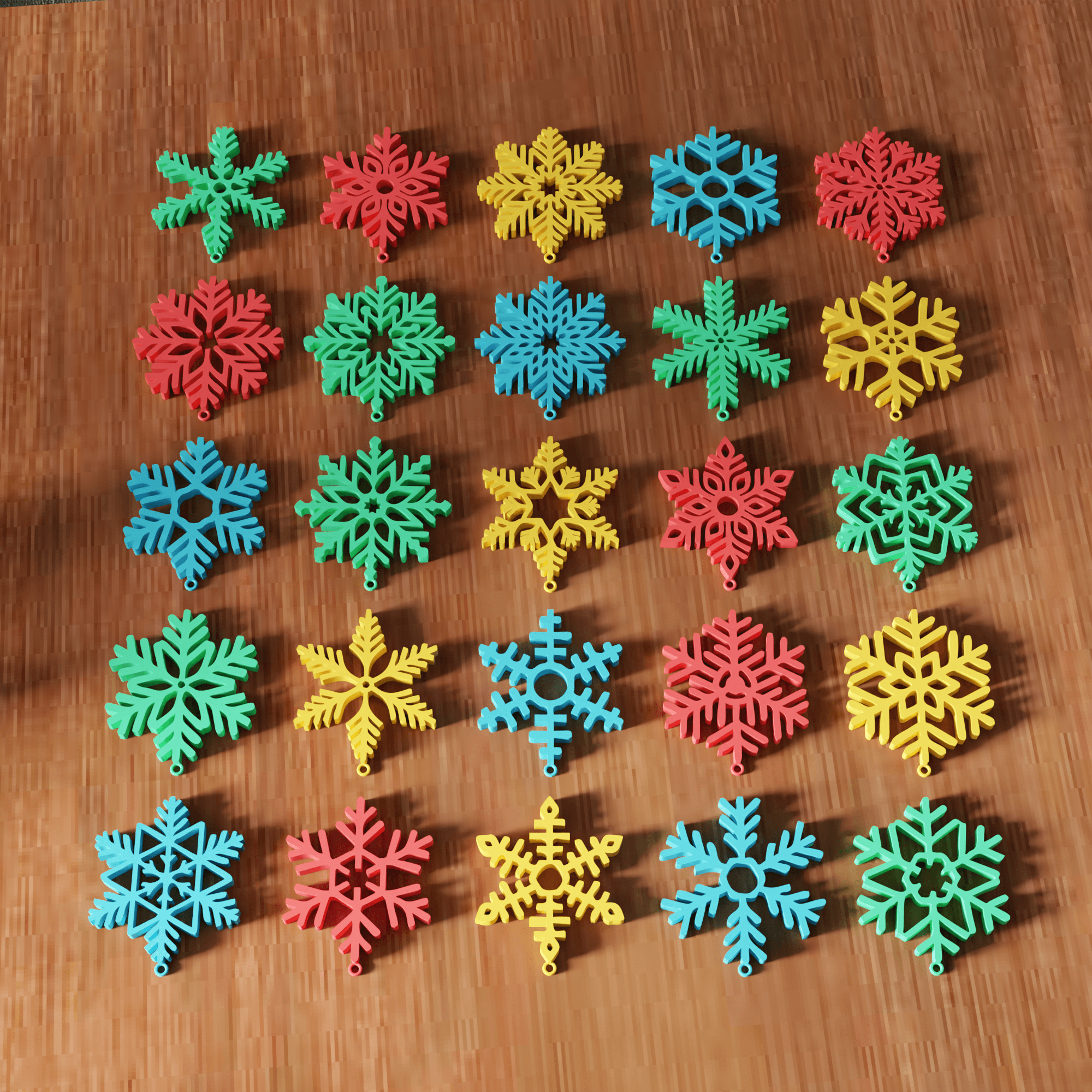 25 Pcs Snowflake Tree Ornament Bundle 3d model